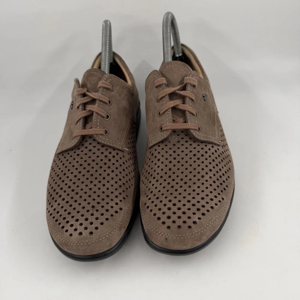 Finn Comfort Women’s Harajuka Finnamic-SZ 7.5-Taupe Leather Flat Oxford Shoe